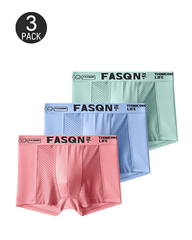Comfortable Ice Silk Solid Color Breathable Mesh Boxer Briefs