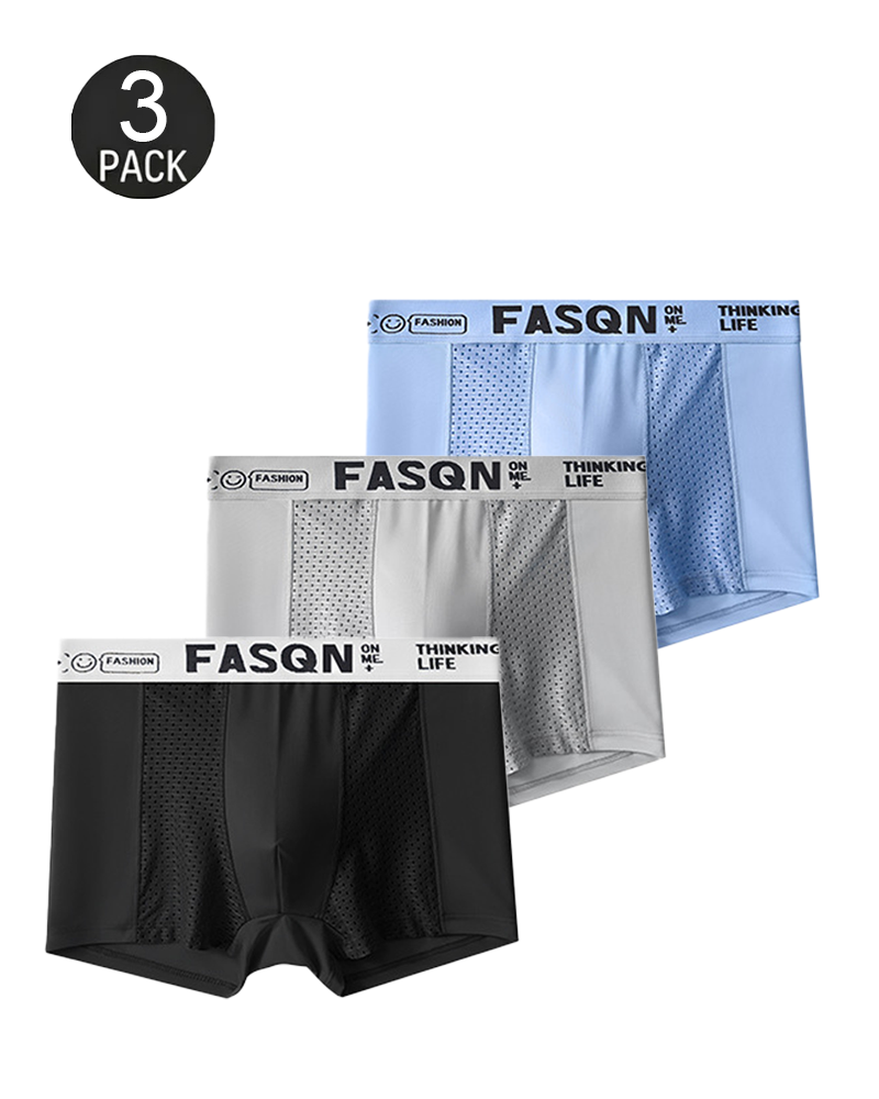 Comfortable Ice Silk Solid Color Breathable Mesh Boxer Briefs