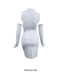 Cutout Off-Shoulder Bodycon Lounge Dress with Arm Sleeves