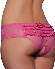 Women's Sexy See-Through Lace Elastic Breathable Open Crotch Thong