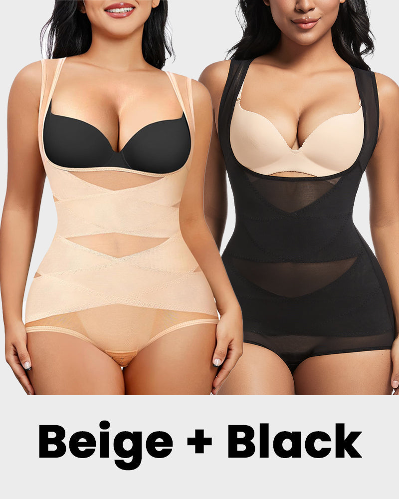 Open Bust Cross Compression Body Shaper