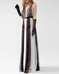 Sexy Lace Camisole Nightdress with High Slit