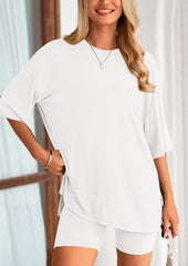 Women's Two-Piece Casual Sports Loose Shirt Cycling Shorts Suit