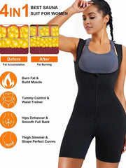 Women's Solid Zip Up Shapewear Bodysuit