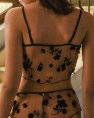 Sexy Sheer Mesh Embroidered Pajama Set