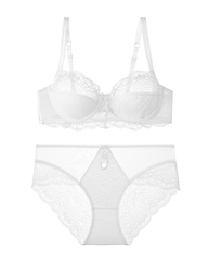 Sexy Floral Lace Underwire Bra & Mesh Panty Set