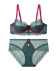 Sexy Floral Lace Underwire Bra & Mesh Panty Set