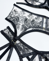Lace Embroidered Crisscross Lingerie