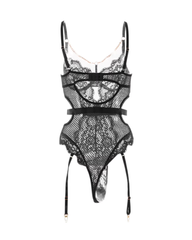 Sexy Metal Chain Lace Mesh Shaping Bodysuit