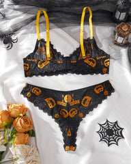 Halloween Sexy Pumpkin Pattern Lingerie Set