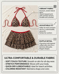 Sexy Colorblock Leopard Tie-Side Bikini Set