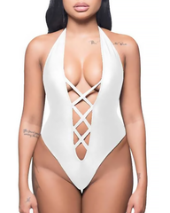 Sexy Lace-up Backless Solid Color One-Piece Bikini