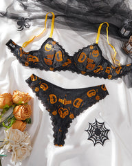 Halloween Sexy Pumpkin Pattern Lingerie Set