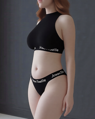 Sheer Fitted Sports Tank Top with Thong Set