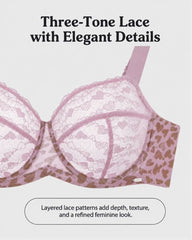 Plus Size Sexy Leopard Heart Lace Push-Up Bra