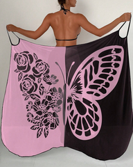 Bohemian Beach Vacation Color-Block Butterfly Beach Dress