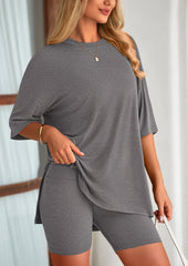 Women's Two-Piece Casual Sports Loose Shirt Cycling Shorts Suit