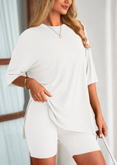 Women's Two-Piece Casual Sports Loose Shirt Cycling Shorts Suit