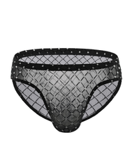 2-Pack Men's Sheer Mesh Diamond Pattern Briefs
