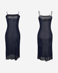 Sequin Lace Rhinestone Strap Slip Nightgown