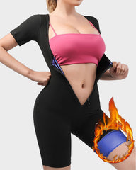 Women's Fitness Sweat-Inducing Zip-Up Bodysuit