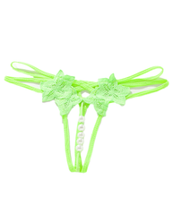 Sexy Floral Lace Embroidered Pearl Cutout G-String