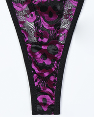 Sexy Halloween Purple Skull Lace Garter Lingerie Set