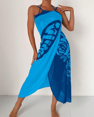 Bohemian Beach Vacation Color-Block Butterfly Beach Dress