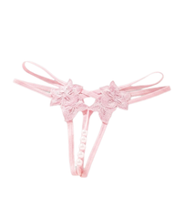 Sexy Floral Lace Embroidered Pearl Cutout G-String