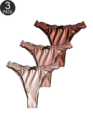 3-Pack Mixed-Color Satin Thong Panties