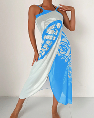 Bohemian Beach Vacation Color-Block Butterfly Beach Dress