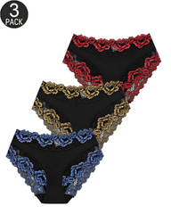 3-Pack/5-Pack Sexy Floral Lace Mid-Rise Panties