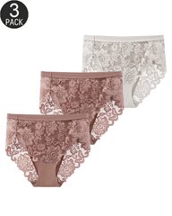 3-Pack Breathable Sexy Floral Lace Panties