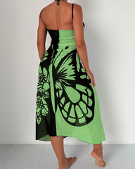 Bohemian Beach Vacation Color-Block Butterfly Beach Dress