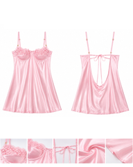 Sexy Satin Lace Trim Slip Nightgowns