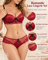 Sexy Floral Lace Underwire Bra & Mesh Panty Set