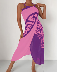 Bohemian Beach Vacation Color-Block Butterfly Beach Dress