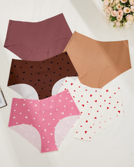 High-Waisted Heart Print Invisible Panties