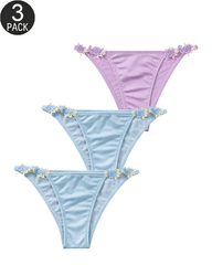 3-Pack Floral Appliqué Panties Mixed Colors