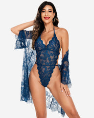2 Piece Set Lace Robe with Teddy