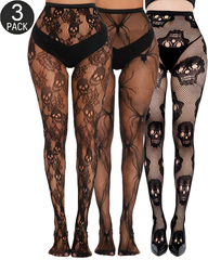 3-Pack Halloween Fishnet Tights Mixed Pattern Set
