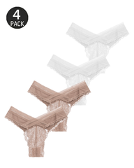 4-Pack Floral Lace Crossover Thong Panties