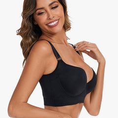 Smoothing Back Push-Up Enhancing Bra-Black