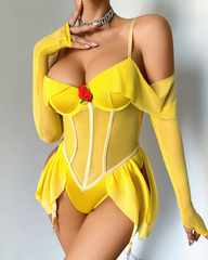 Princess-Inspired Corset Bodysuit with Gloves