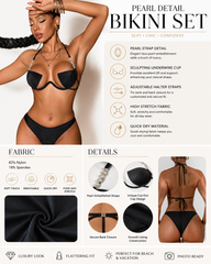 Sexy Halter Underwire Metal Detail Bikini Set