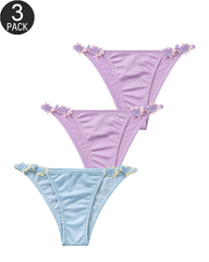 3-Pack Floral Appliqué Panties Mixed Colors
