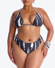 Sexy Contrast Print Ring Detail Bikini with Beach Maxi Skirt