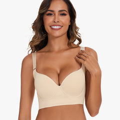 Smoothing Back Push-Up Enhancing Bra - Beige (2 PACK）