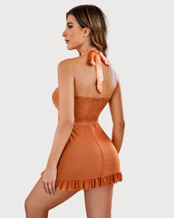 Lace Babydoll Open Front Halter Nighty