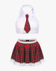 School Girl Role Play Skirt Lingerie Set